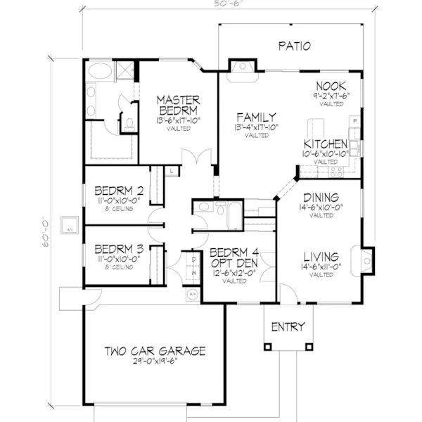 Ranch House Plan First Floor - Dexter Place Ranch Home 072D-0825 - Search House Plans and More