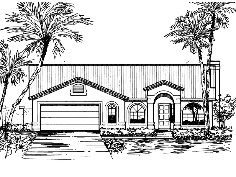 Santa Fe House Plan Front of Home - Dexter Place Ranch Home 072D-0825 - Search House Plans and More