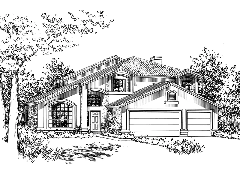 Contemporary House Plan Front of Home - Plackmeier Santa Fe Home 072D-0827 - Shop House Plans and More