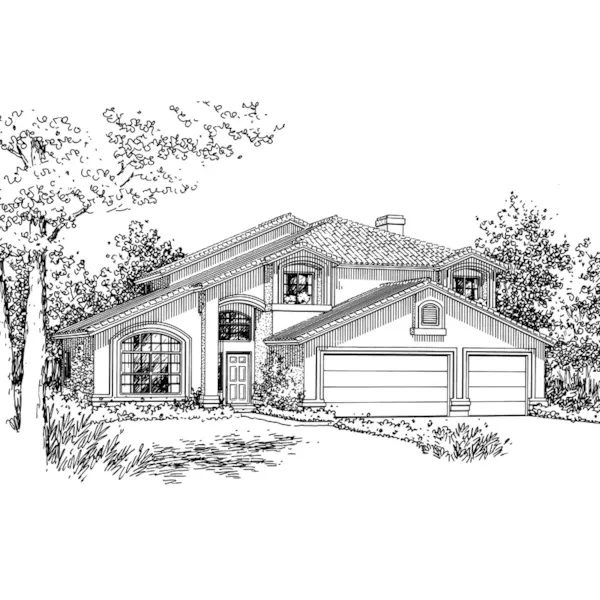 Florida House Plan Front of Home - Plackmeier Santa Fe Home 072D-0827 - Shop House Plans and More