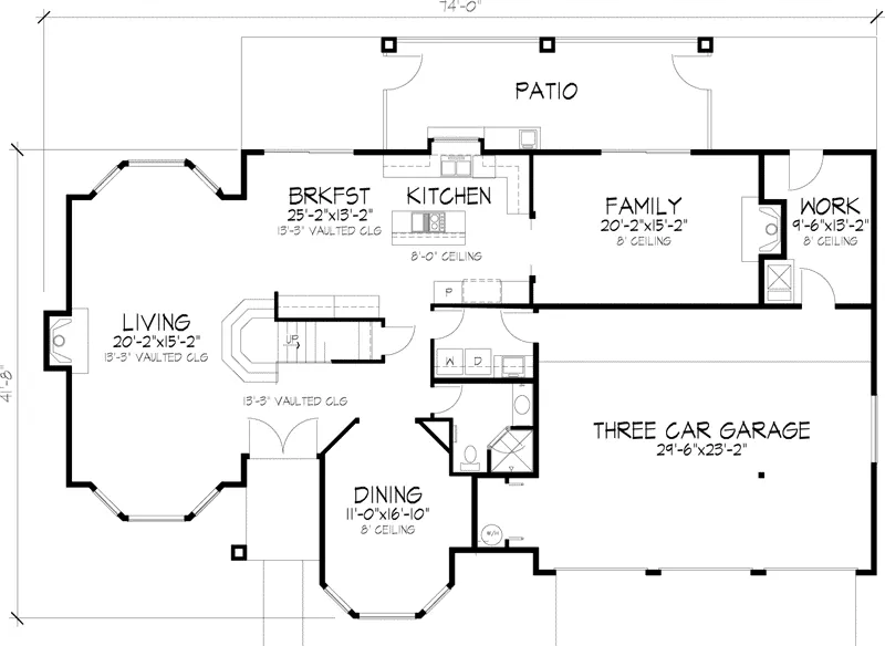 Santa Fe House Plan First Floor - Estrada Mediterranean Home 072D-0829 - Search House Plans and More