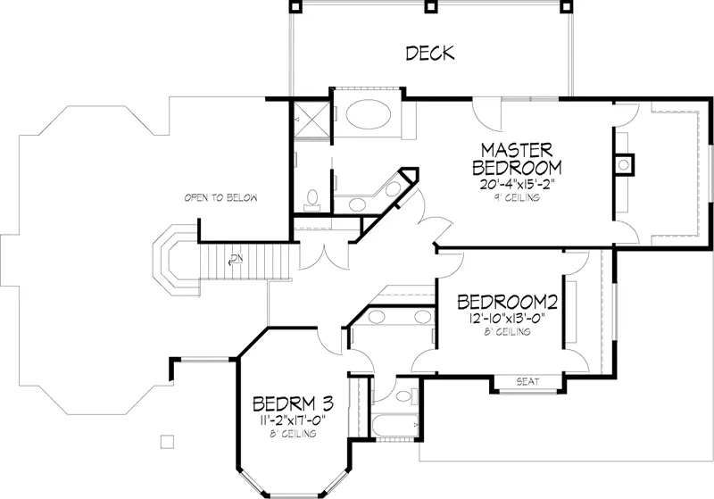 Santa Fe House Plan Second Floor - Estrada Mediterranean Home 072D-0829 - Search House Plans and More