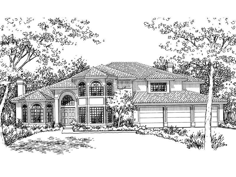 Spanish House Plan Front of Home - Estrada Mediterranean Home 072D-0829 - Search House Plans and More