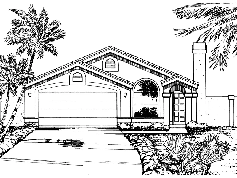 Southwestern House Plan Front of Home - Louisiana Crossing Stucco Home 072D-0832 - Shop House Plans and More