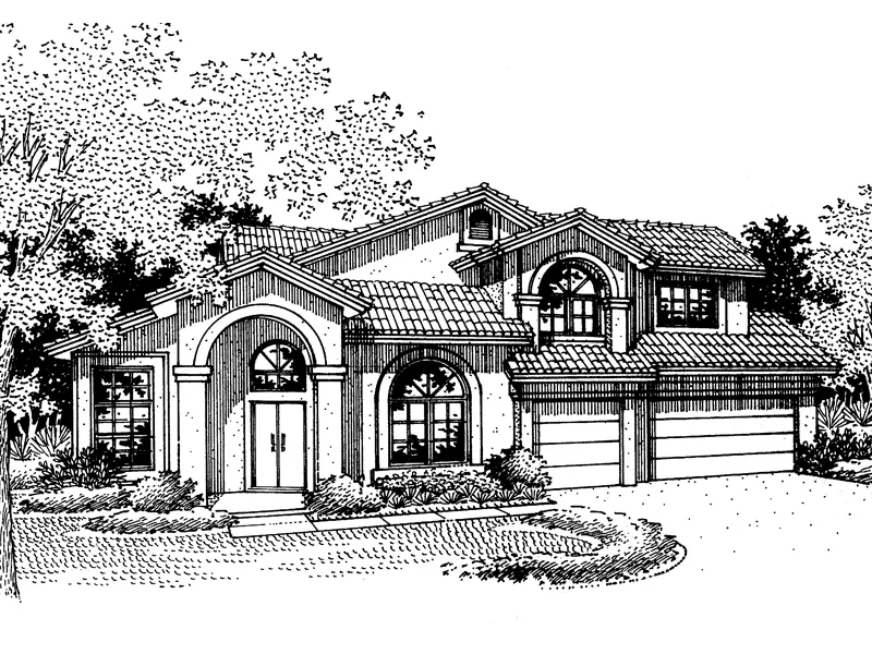 Spanish House Plan Front of Home - Kodnar Falls Sunbelt Home 072D-0834 - Search House Plans and More