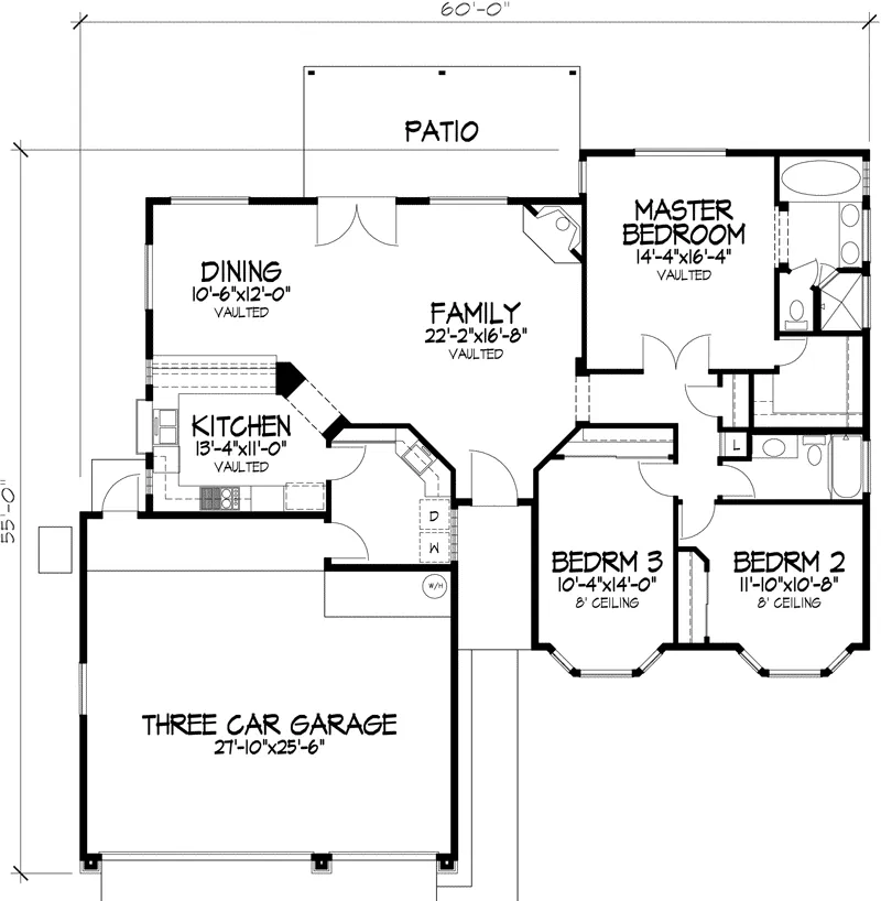 Southwestern House Plan First Floor - Chadbourne Sunbelt Home 072D-0836 - Search House Plans and More