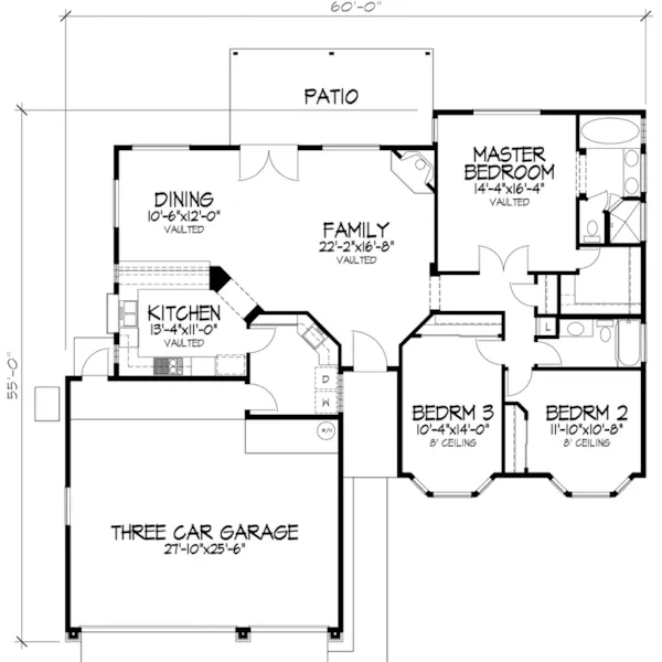 Santa Fe House Plan First Floor - Chadbourne Sunbelt Home 072D-0836 - Search House Plans and More