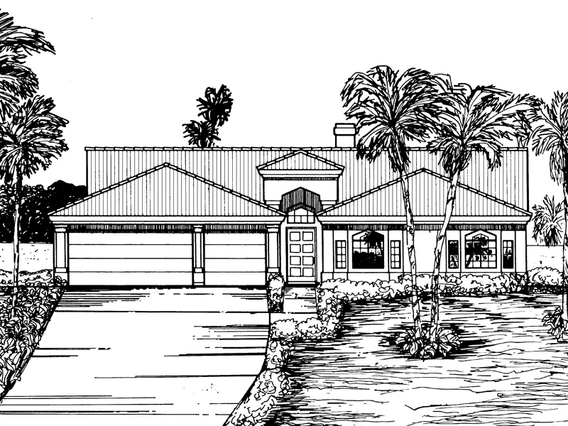 Southwestern House Plan Front of Home - Chadbourne Sunbelt Home 072D-0836 - Search House Plans and More