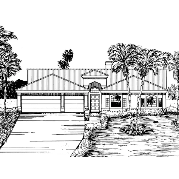 Santa Fe House Plan Front of Home - Chadbourne Sunbelt Home 072D-0836 - Search House Plans and More