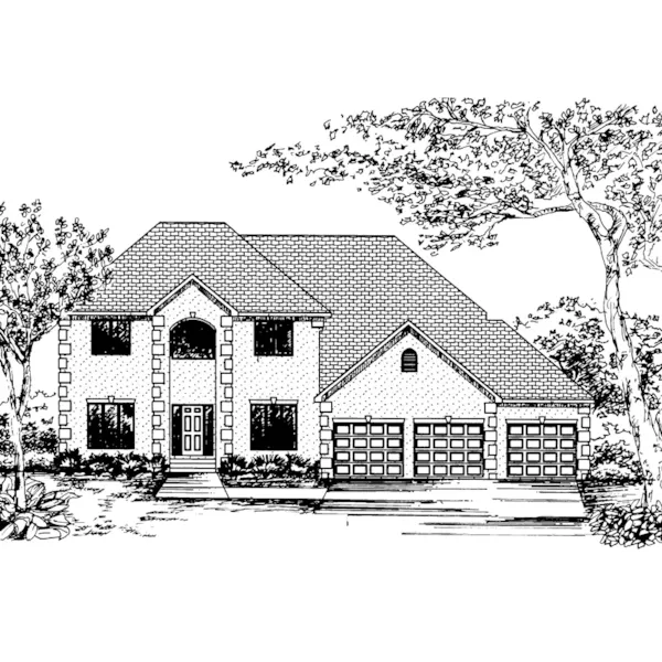 Colonial House Plan Front of Home - Oppenheimer European Home 072D-0838 - Shop House Plans and More