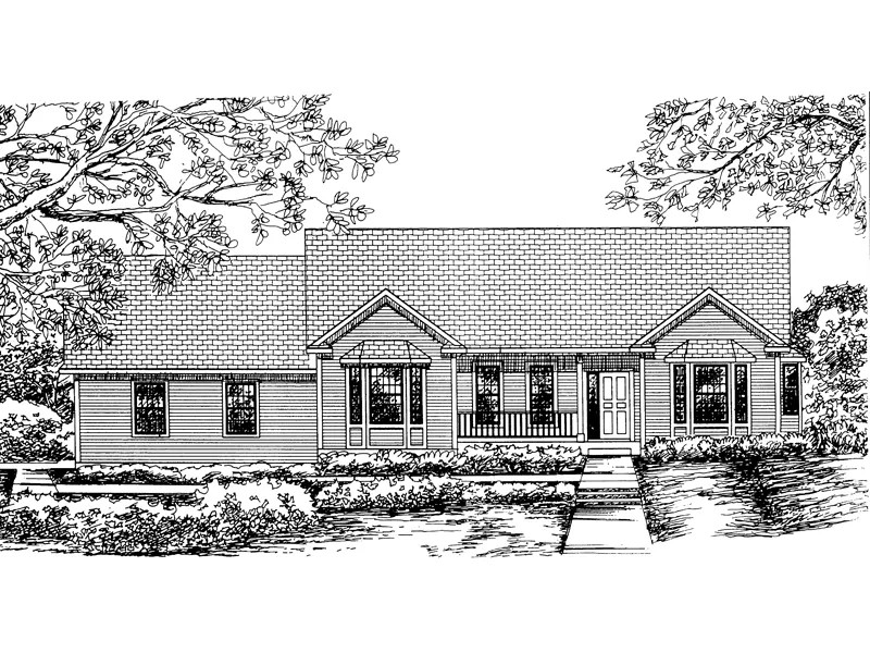 Southern House Plan Front of Home - Ottawa Hill Ranch Home 072D-0845 - Shop House Plans and More