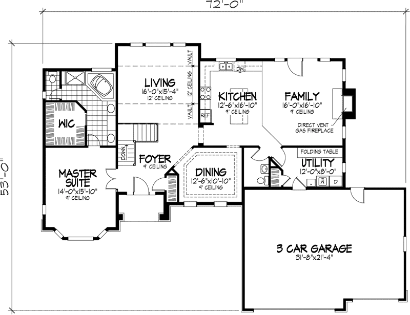 Traditional House Plan First Floor - Winifred Ranch Home 072D-0850 - Shop House Plans and More