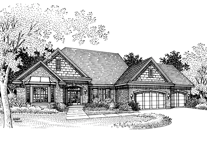 Ranch House Plan Front of Home - Winifred Ranch Home 072D-0850 - Shop House Plans and More