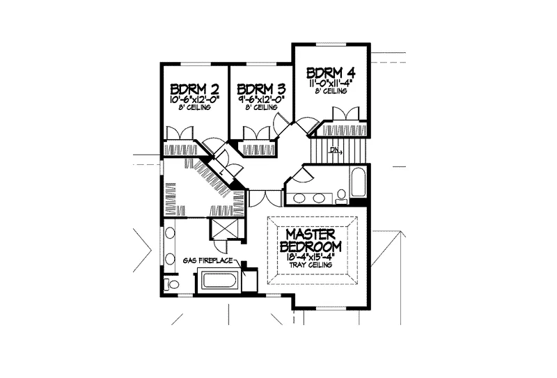 Modern House Plan Second Floor - Ellington Park European Home 072D-0851 - Search House Plans and More