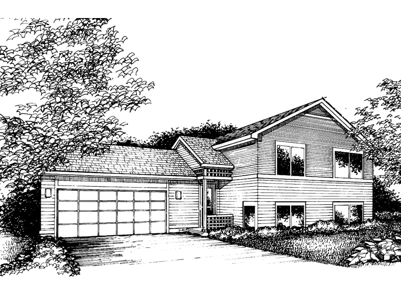 Southern House Plan Front of Home - Fieldhurst Split-Level Home 072D-0857 - Search House Plans and More