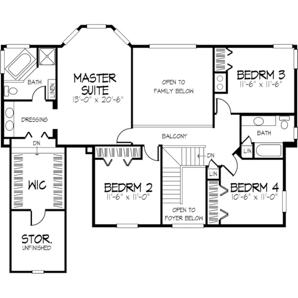 Southern House Plan Second Floor - Hogan Southern Traditional Home 072D-0871 - Search House Plans and More