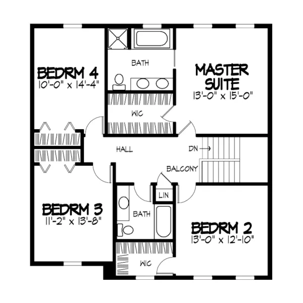 Southern House Plan Second Floor - Merrimac Downs Colonial Home 072D-0875 - Shop House Plans and More