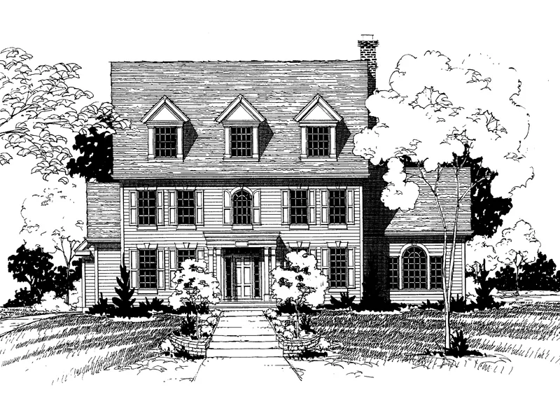 Colonial House Plan Front of Home - Abbot Hollow Georgian Home 072D-0880 - Search House Plans and More