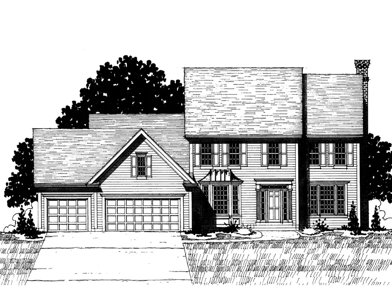 Colonial House Plan Front of Home - Cicero Colonial Style Home 072D-0886 - Search House Plans and More