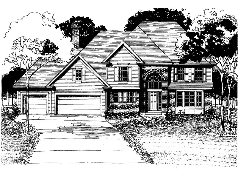 Colonial House Plan Front of Home - Churchill Hollow Two-Story Home 072D-0887 - Search House Plans and More