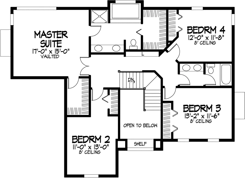 Traditional House Plan Second Floor - Elkhurst Traditional Home 072D-0888 - Search House Plans and More