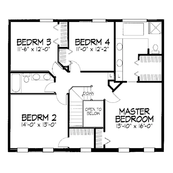 Greek Revival House Plan Second Floor - Dellwood Manor Colonial Home 072D-0892 - Search House Plans and More