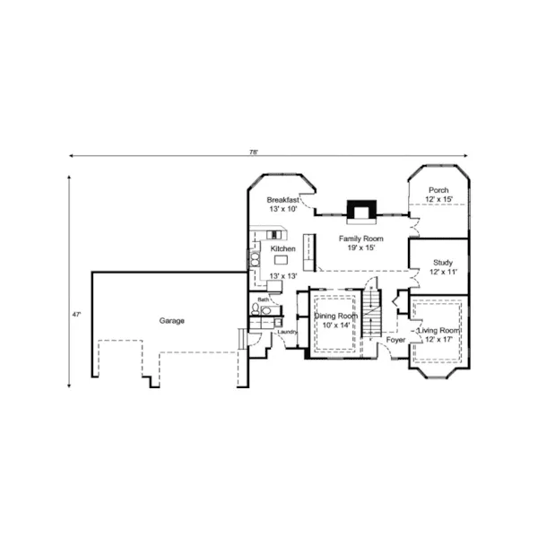 Traditional House Plan First Floor - Caloosa Traditional Home 072D-0897 - Shop House Plans and More