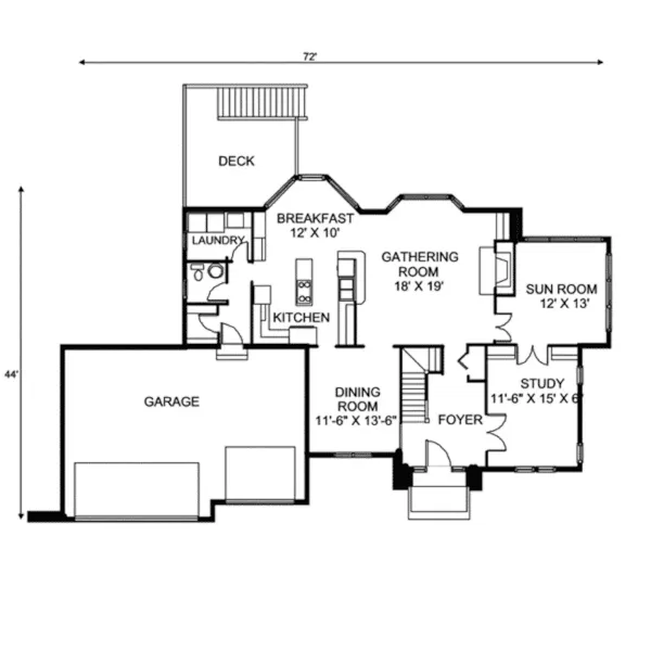 English Cottage House Plan First Floor - Barat Traditional Home 072D-0901 - Shop House Plans and More