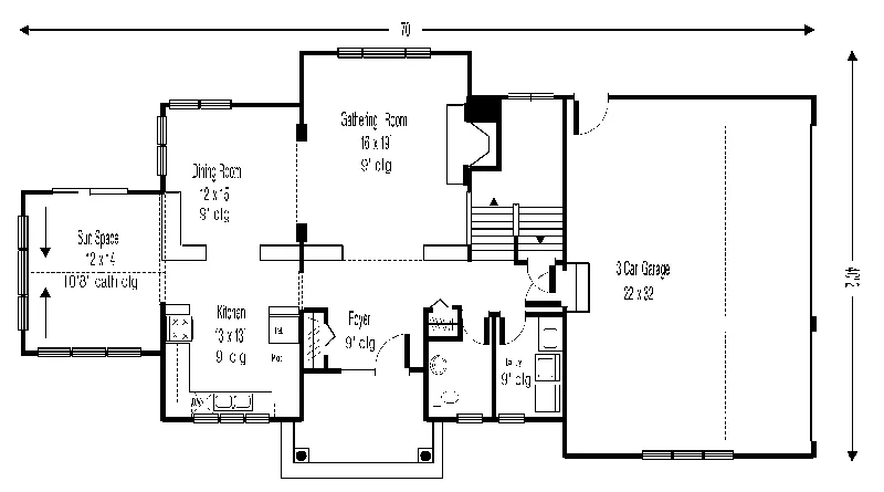 Colonial House Plan First Floor - Mint Hill Country Home 072D-0908 - Shop House Plans and More