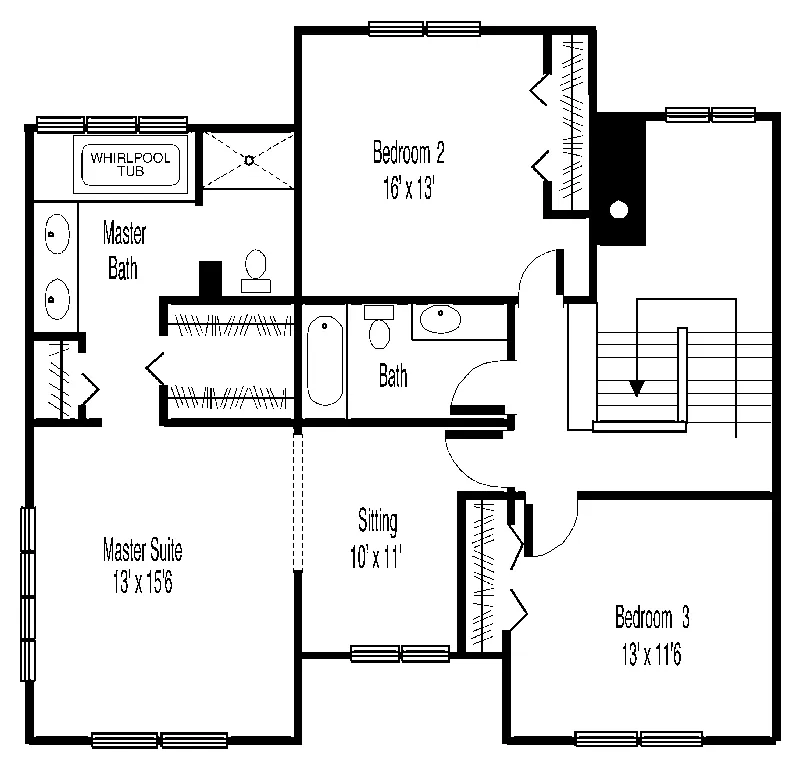 Colonial House Plan Second Floor - Mint Hill Country Home 072D-0908 - Shop House Plans and More