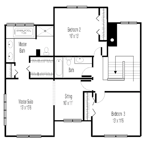 Arts & Crafts House Plan Second Floor - Mint Hill Country Home 072D-0908 - Shop House Plans and More