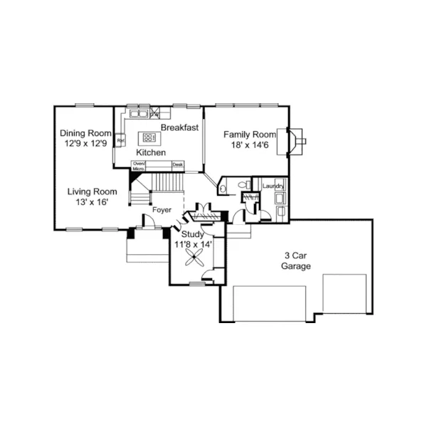 Colonial House Plan First Floor - Andres Traditional Home 072D-0911 - Shop House Plans and More