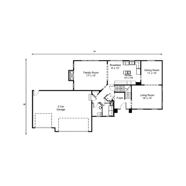 Colonial House Plan First Floor - Stenton Traditional Home 072D-0921 - Shop House Plans and More