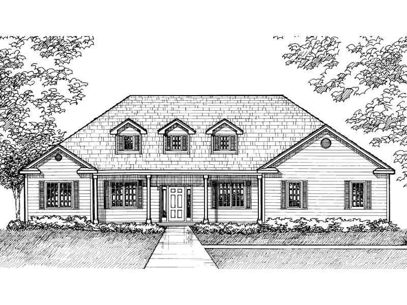 Traditional House Plan Front of Home - Summerspring Country Ranch Home 072D-0931 - Shop House Plans and More