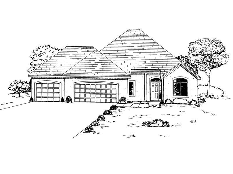 Traditional House Plan Front of Home - Lombardy Ranch Home 072D-0936 - Shop House Plans and More
