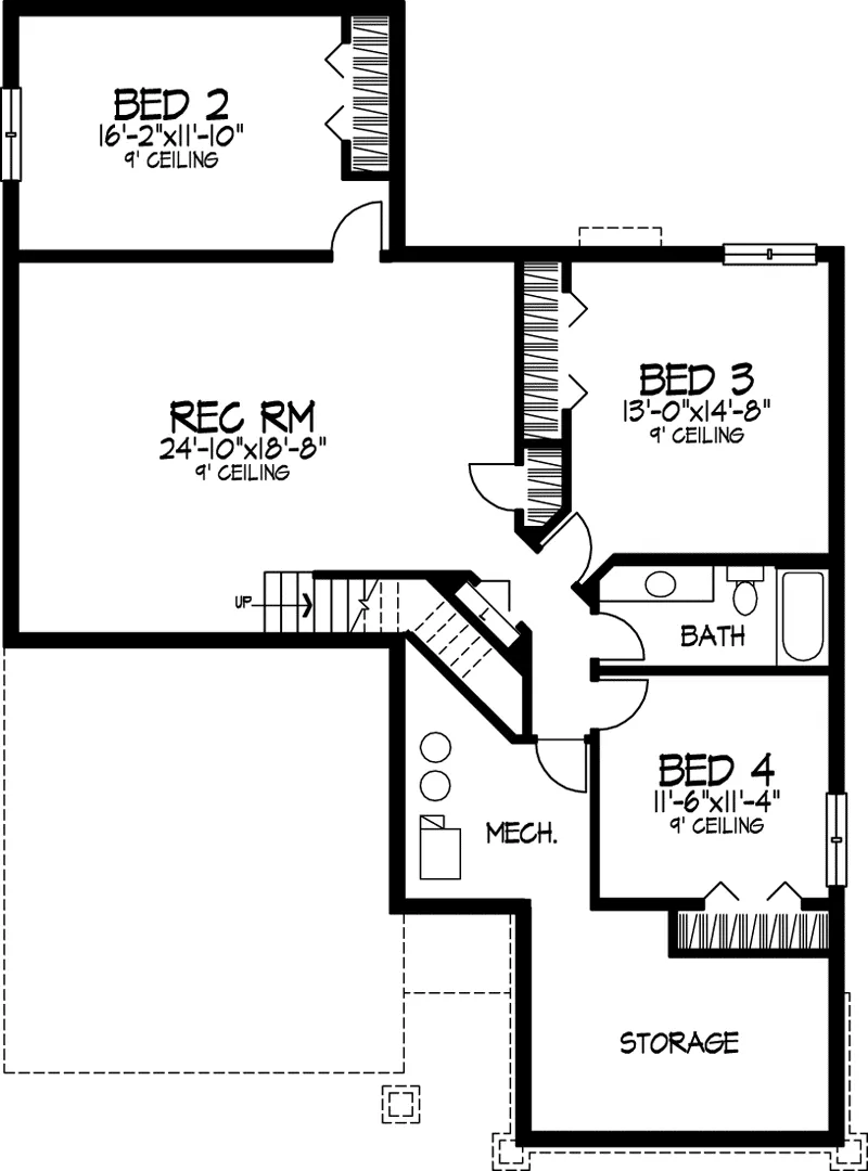 Country House Plan Lower Level Floor - Rockcreek Ranch Home 072D-0937 - Shop House Plans and More