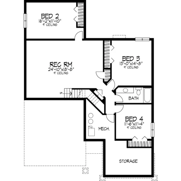 Ranch House Plan Lower Level Floor - Rockcreek Ranch Home 072D-0937 - Shop House Plans and More