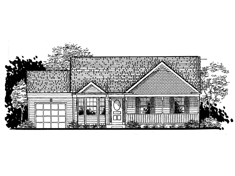 Ranch House Plan Front of Home - Courtois Creek Country Home 072D-0938 - Search House Plans and More