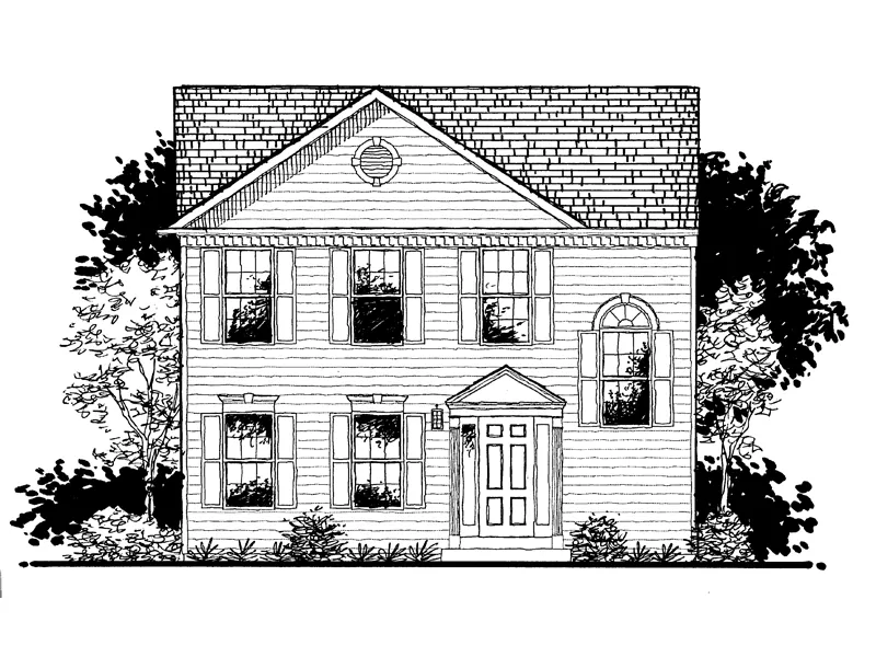 Colonial House Plan Front of Home - Caverna Narrow Lot Home 072D-0943 - Search House Plans and More
