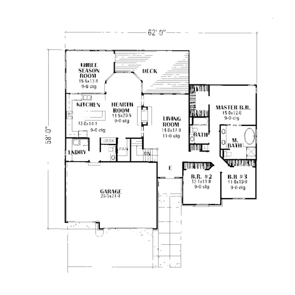 Country House Plan First Floor - Cunningham Creek Ranch Home 072D-0947 - Search House Plans and More