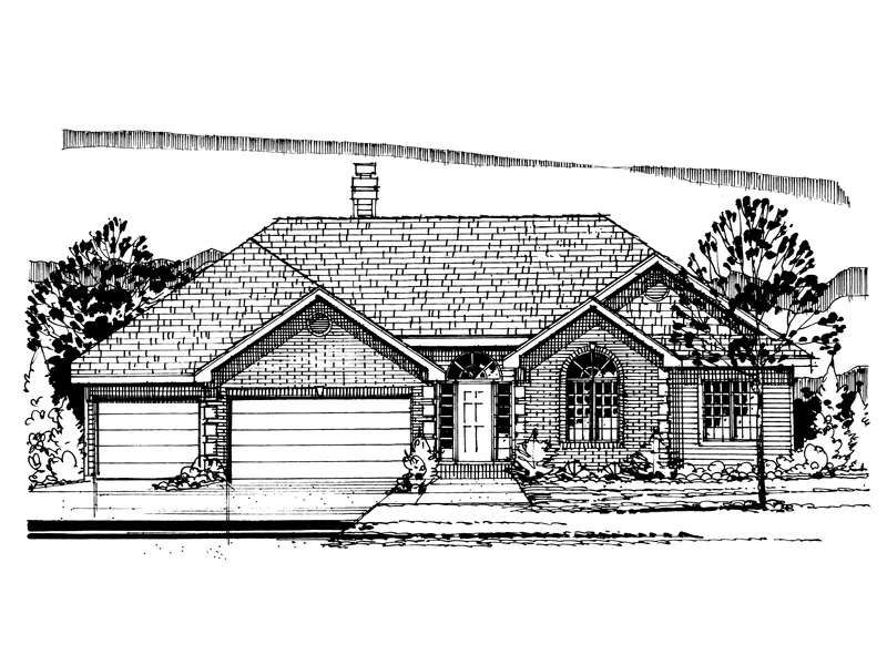 Traditional House Plan Front of Home - Cunningham Creek Ranch Home 072D-0947 - Search House Plans and More