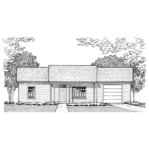 Ranch House Plan Front of Home - Corridon Ranch Home 072D-0955 - Search House Plans and More