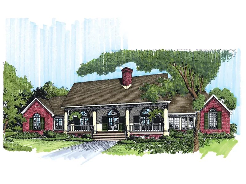 Southern Plantation House Plan Front of Home - Donaldson Point Southern Home 072D-0956 - Search House Plans and More