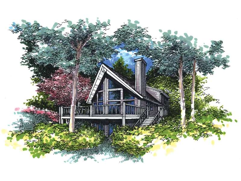 Lowcountry House Plan Front of Home - Ellens Way A-Frame Home 072D-0958 - Search House Plans and More