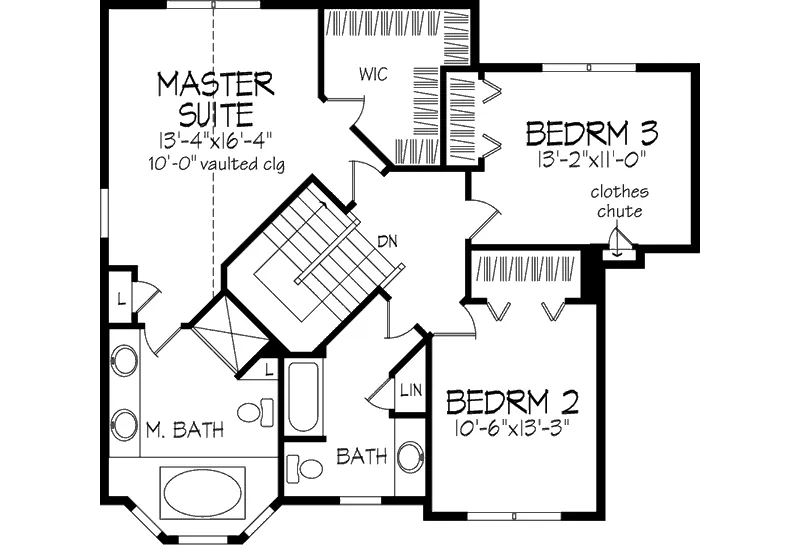 Traditional House Plan Second Floor - Amberwood Traditional Home 072D-0964 - Search House Plans and More