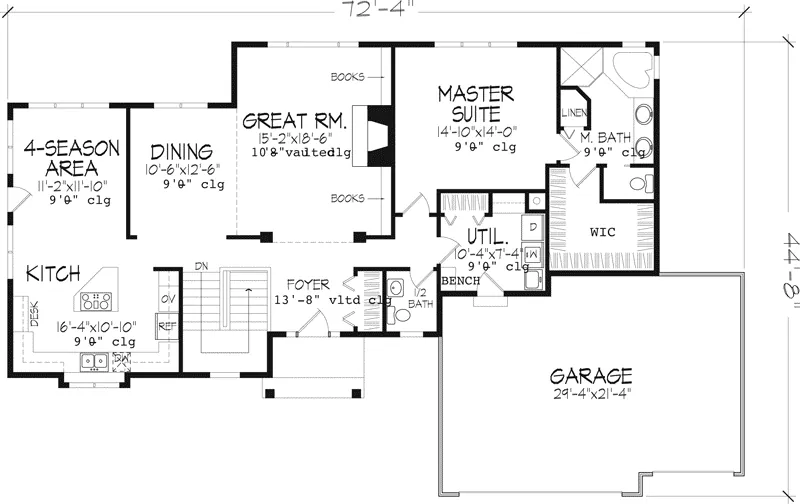 European House Plan First Floor - Donaby Creek Sunbelt Home 072D-0966 - Search House Plans and More
