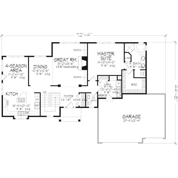 Modern House Plan First Floor - Donaby Creek Sunbelt Home 072D-0966 - Search House Plans and More