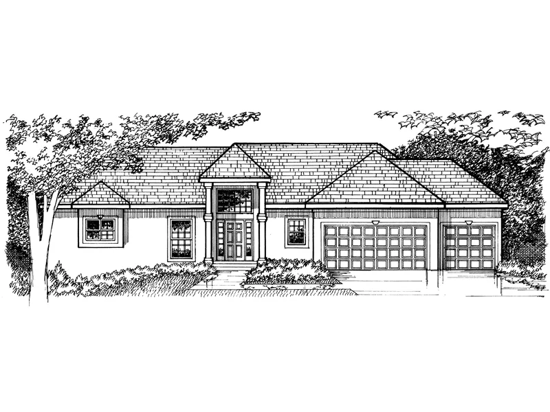 European House Plan Front of Home - Donaby Creek Sunbelt Home 072D-0966 - Search House Plans and More