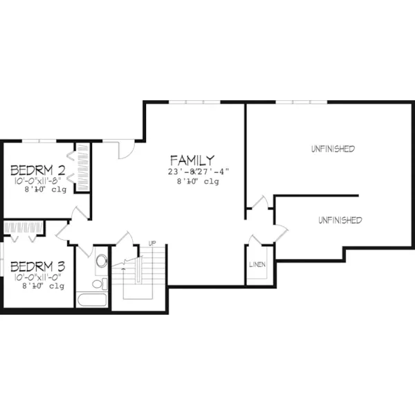 Modern House Plan Lower Level Floor - Donaby Creek Sunbelt Home 072D-0966 - Search House Plans and More