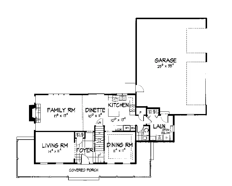 Traditional House Plan First Floor - Gingerledge Country Home 072D-0973 - Search House Plans and More